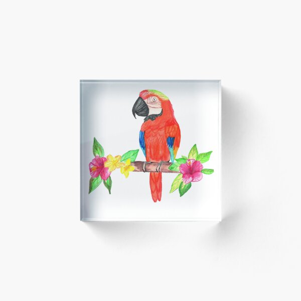 Item preview, Hand Painted Watercolor Parrot With Flowers  designed and sold by DivineHaven.