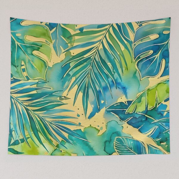 Item preview, Blue and Green Tropical Leaves designed and sold by GraphicsClub.