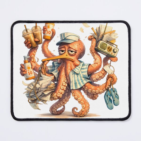 Item preview, Overwhelmed Octopus Beach Worker, Funny Coastal Burnout Animal Art designed and sold by ByAnad.