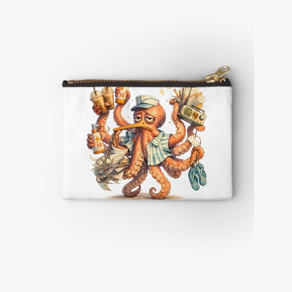 Item preview, Overwhelmed Octopus Beach Worker, Funny Coastal Burnout Animal Art designed and sold by ByAnad.
