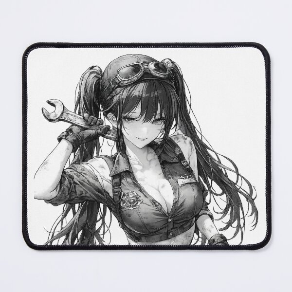 Item preview, Anime Mechanic Girl – Black and White Automotive Waifu designed and sold by Ericks0087.