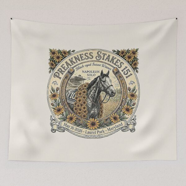 Item preview, Napoleon Solo Wins the 2026 Preakness Stakes 151 Horse Racing Design designed and sold by Ginny Luttrell.