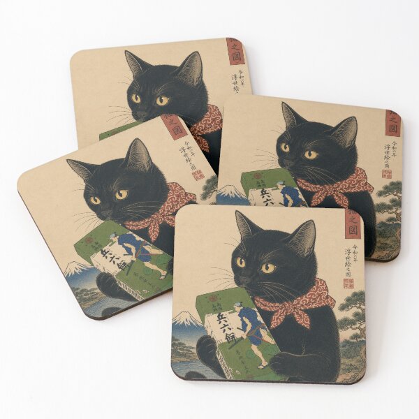 Item preview, Black Cat with Hyorokumochi – Ukiyo-e Spirit of Japan designed and sold by Komatoya.