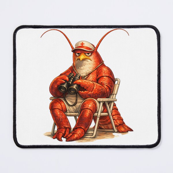 Item preview, Lobster Lifeguard Existential Crisis, Funny Coastal Burnout Animal Art designed and sold by ByAnad.