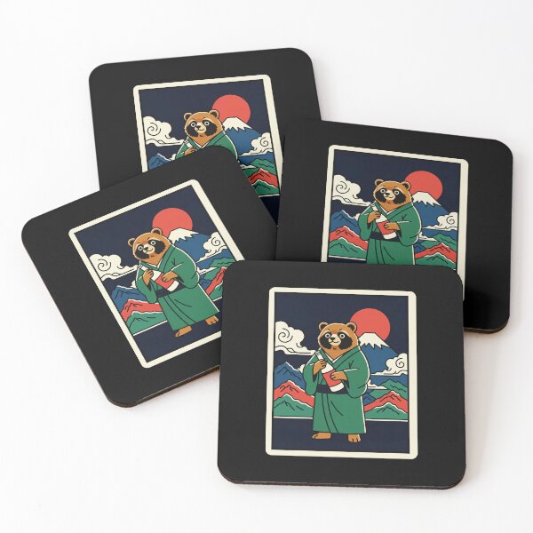 Item preview, Samurai Bear Under Red Moon Retro Japanese Mountain Landscape designed and sold by JordynLadukeg65.