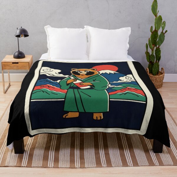 Item preview, Samurai Bear Under Red Moon Retro Japanese Mountain Landscape designed and sold by JordynLadukeg65.