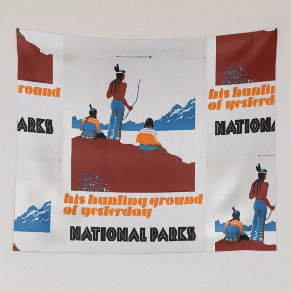 Item preview, Vintage National Parks Poster | Dorothy Waugh Art Deco Print | 1930s Native American Figures | WPA Era Wall Art | Art Deco Style designed and sold by artofuniverse.