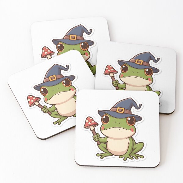 Item preview, Kawaii Witch Frog Mushroom Wand Magic Sticker designed and sold by KooksStudio.