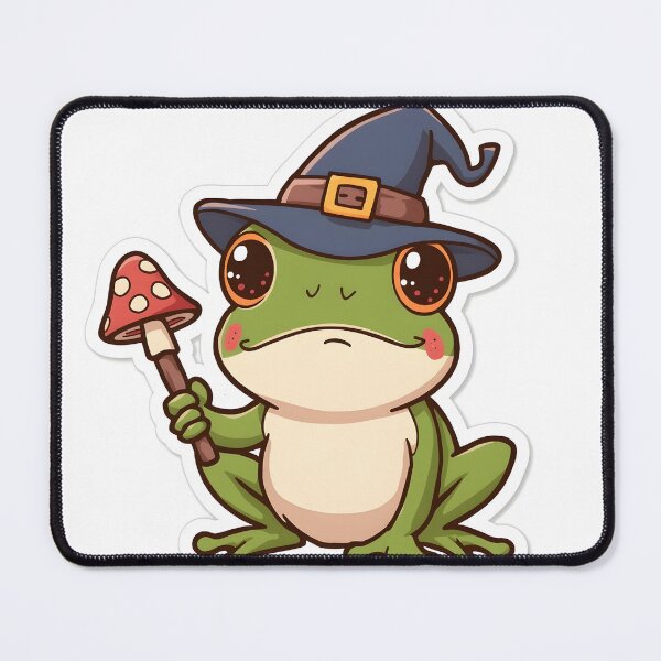 Item preview, Kawaii Witch Frog Mushroom Wand Magic Sticker designed and sold by KooksStudio.