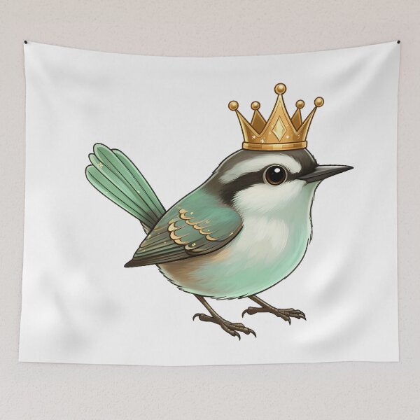 Item preview, Wren with Crown Tiny Royalty Print designed and sold by WrenAndWhimsy.