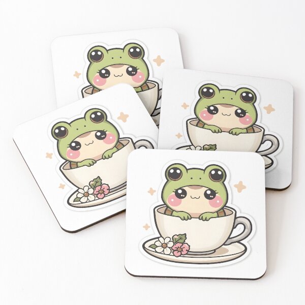 Item preview, Kawaii Frog Sitting in Teacup Cottagecore Sticker designed and sold by KooksStudio.