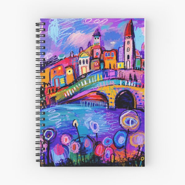 Item preview, Colorful Dreamlike Riverside Town With Bright Abstract Night Mood designed and sold by eliramaison.