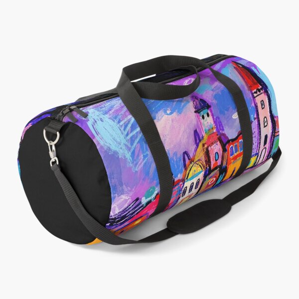 Item preview, Colorful Dreamlike Riverside Town With Bright Abstract Night Mood designed and sold by eliramaison.