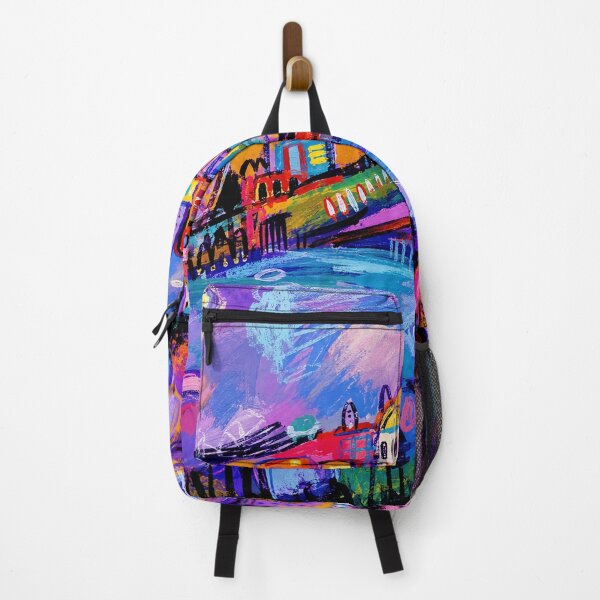 Item preview, Colorful Dreamlike Riverside Town With Bright Abstract Night Mood designed and sold by eliramaison.