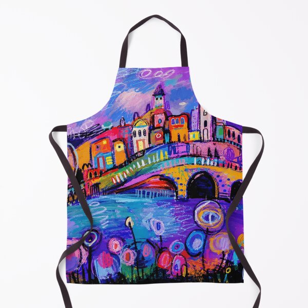Item preview, Colorful Dreamlike Riverside Town With Bright Abstract Night Mood designed and sold by eliramaison.
