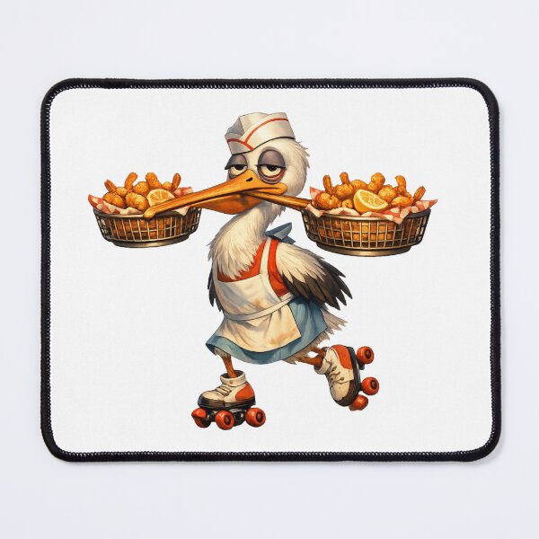 Item preview, Pelican Fry Cook on Roller Skates, Funny Coastal Burnout Animal Art designed and sold by ByAnad.