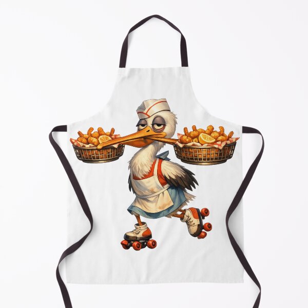 Item preview, Pelican Fry Cook on Roller Skates, Funny Coastal Burnout Animal Art designed and sold by ByAnad.