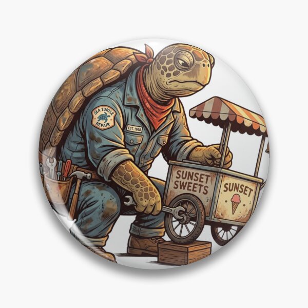 Item preview, Sea Turtle Ice Cream Cart Mechanic, Funny Coastal Burnout Animal Art designed and sold by ByAnad.