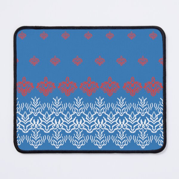 Item preview, ikat pattern traditional red and white Design for blue background designed and sold by ChaReePat.