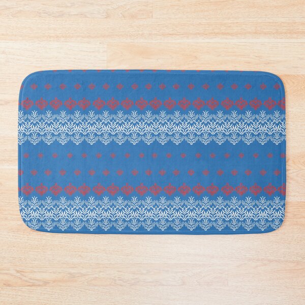 Item preview, ikat pattern traditional red and white Design for blue background designed and sold by ChaReePat.