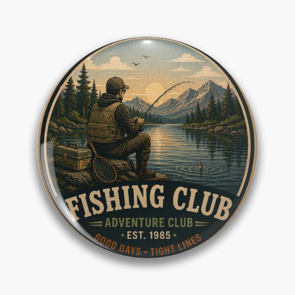 Item preview, FISHING CLUB Retro Badge – Vintage Adventure Graphic designed and sold by Mac Sketches.