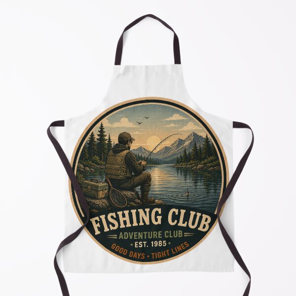 Item preview, FISHING CLUB Retro Badge – Vintage Adventure Graphic designed and sold by Mac Sketches.