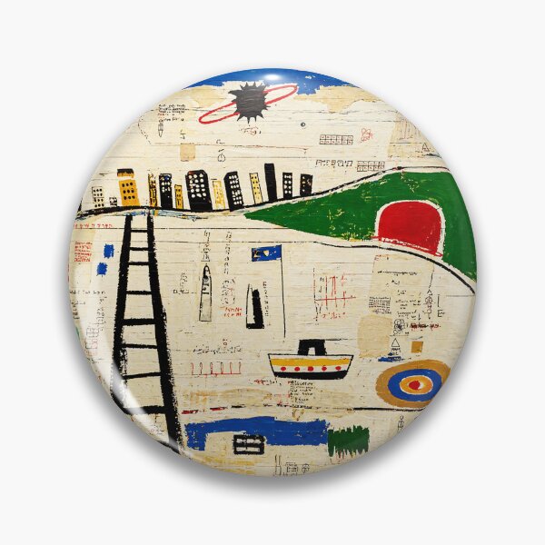 Item preview, Abstract Urban Collage Painting With Naive Cityscape and Cosmic Symbols designed and sold by Modaozushi216.