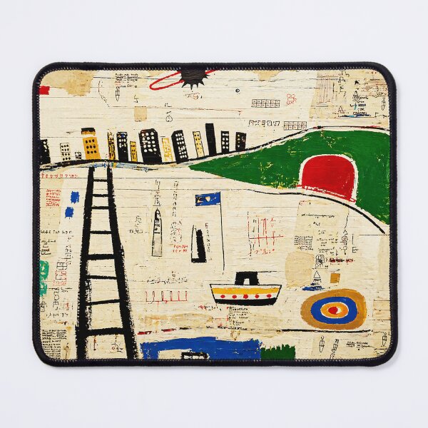 Item preview, Abstract Urban Collage Painting With Naive Cityscape and Cosmic Symbols designed and sold by Modaozushi216.