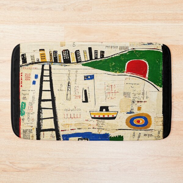 Item preview, Abstract Urban Collage Painting With Naive Cityscape and Cosmic Symbols designed and sold by Modaozushi216.