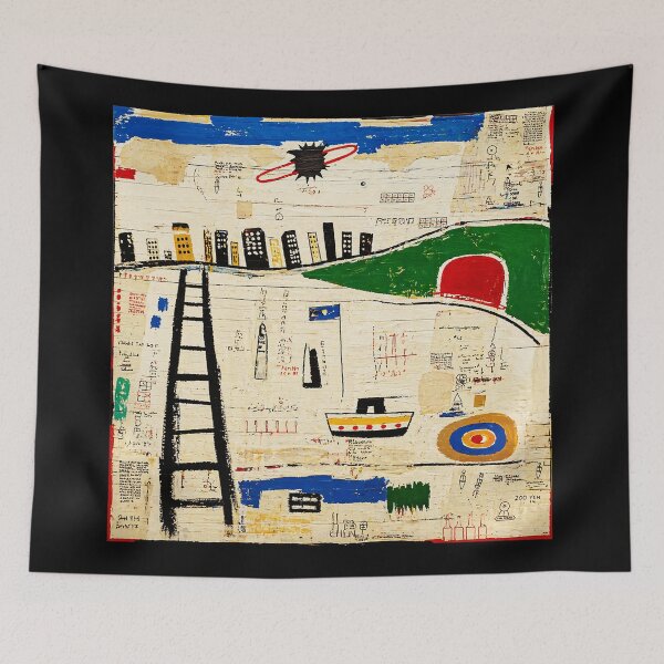 Item preview, Abstract Urban Collage Painting With Naive Cityscape and Cosmic Symbols designed and sold by Modaozushi216.
