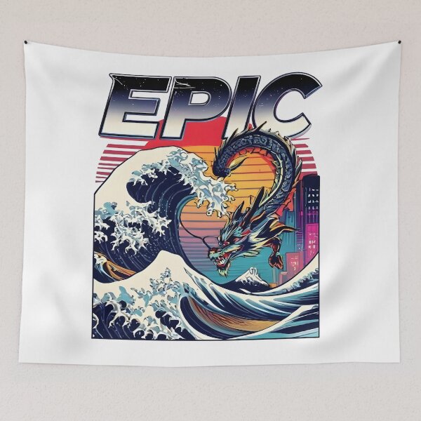 Item preview, Epic Japanese Dragon Wave Retro Sunset Anime Style designed and sold by wingoo22.