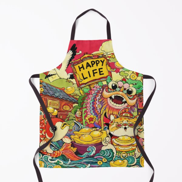 Item preview, Lucky Lion Dance Market Scene With Koi Fish and Gold Coins designed and sold by eliramaison.