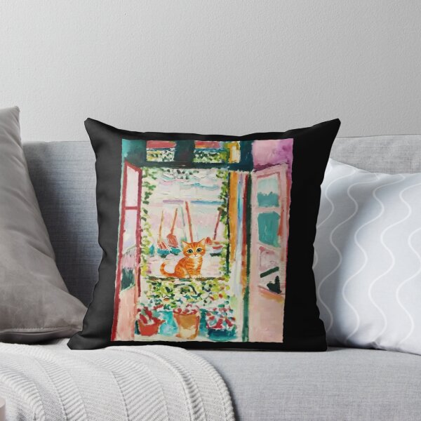Item preview, Orange Cat Sitting By Open Window In Soft Watercolor designed and sold by JordynLadukeg65.