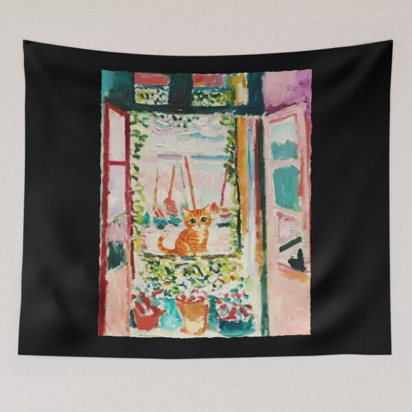 Item preview, Orange Cat Sitting By Open Window In Soft Watercolor designed and sold by JordynLadukeg65.