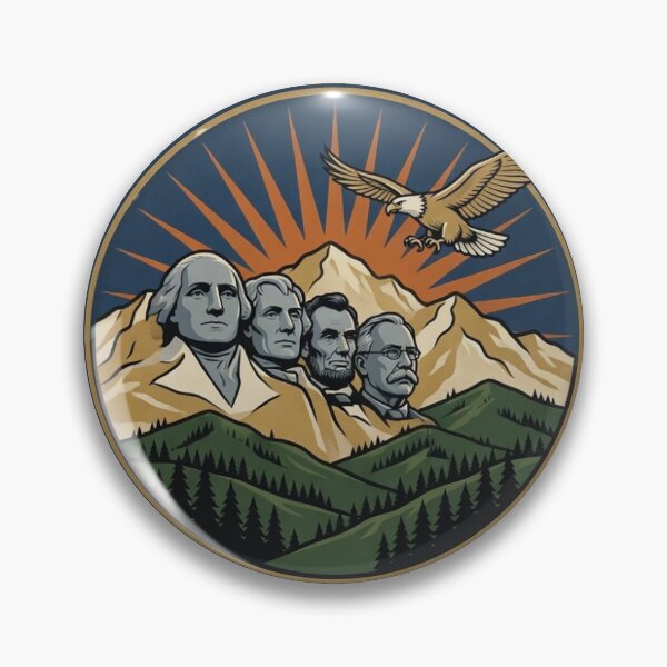 Item preview, Mount Rushmore National Memorial Vintage WPA Travel Badge designed and sold by C0smicTraveler.