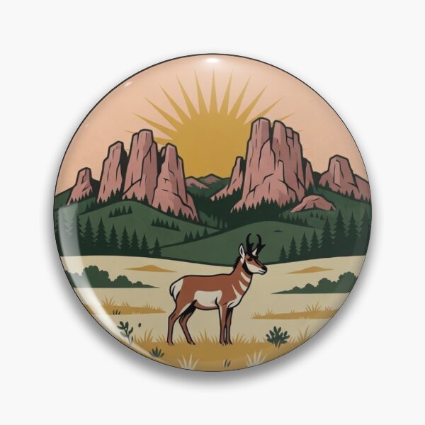 Item preview, Custer State Park South Dakota Vintage WPA Travel Badge designed and sold by C0smicTraveler.