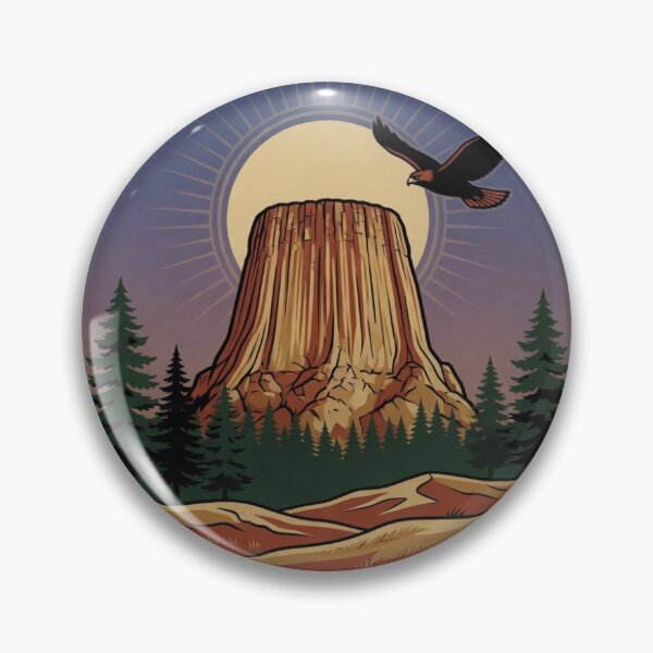 Item preview, Devils Tower Wyoming Vintage WPA Travel Badge designed and sold by C0smicTraveler.