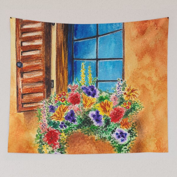 Item preview, Mediterranean Floral Window Wall Art designed and sold by TheSlowShore.