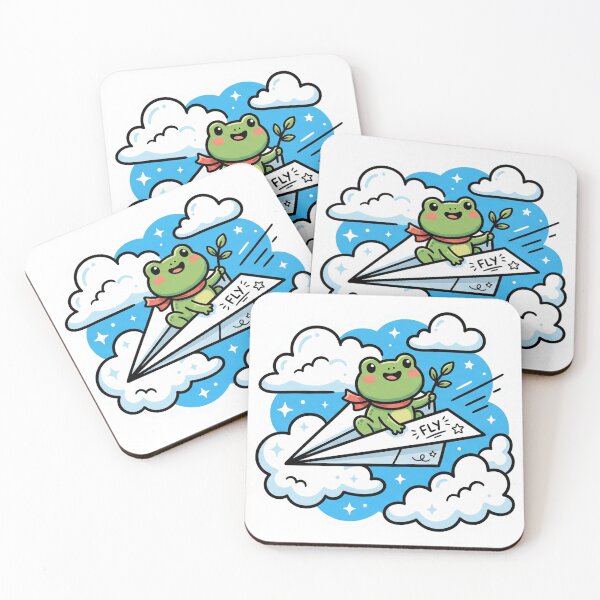Item preview, Cute Frog on Paper Airplane – Dreamy Cloud Adventure Cartoon Art designed and sold by ArtsyExplorer.