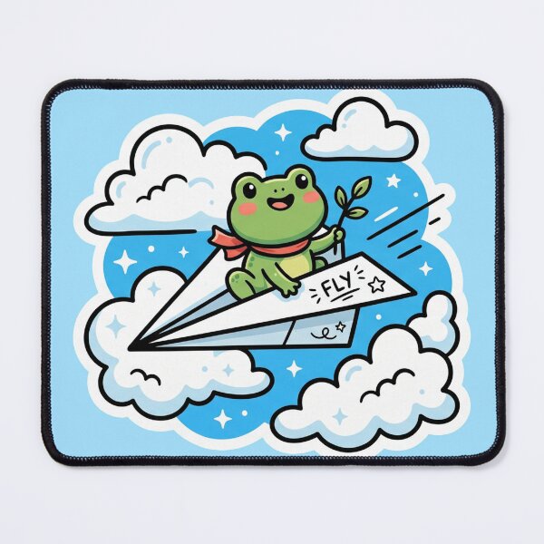 Item preview, Cute Frog on Paper Airplane – Dreamy Cloud Adventure Cartoon Art designed and sold by ArtsyExplorer.