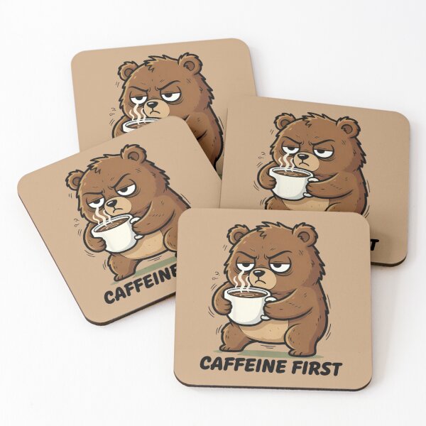 Item preview, Caffeine First Bear Shirt – Funny Coffee Bear Meme Tee, Tired Introvert Humor designed and sold by ZyxDes.