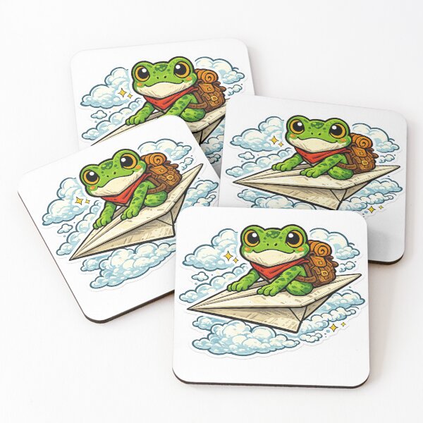 Item preview,  Frog on Paper Airplane – Dreamy Cloud Adventure Cute Cartoon Art designed and sold by ArtsyExplorer.