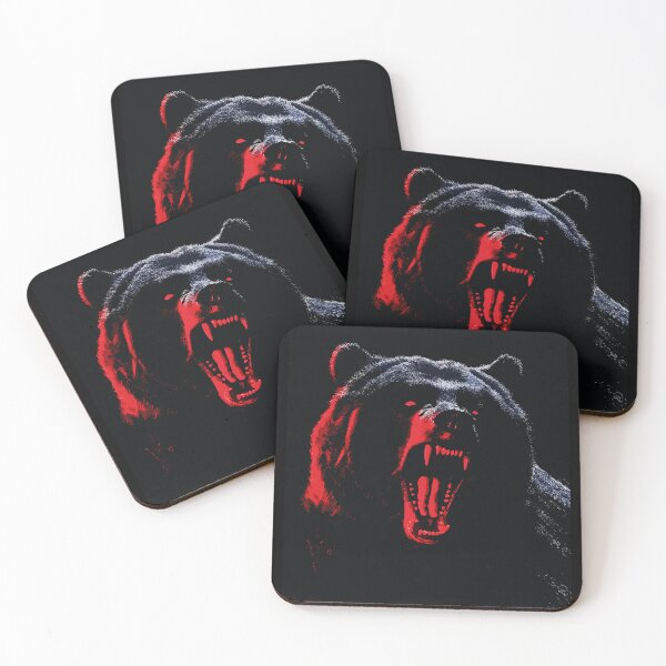 Item preview, Bear in Red Light — Snarling Predator Dark Wildlife Portrait Art designed and sold by RamyGallery.