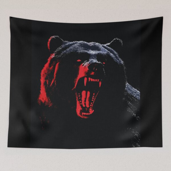Item preview, Bear in Red Light — Snarling Predator Dark Wildlife Portrait Art designed and sold by RamyGallery.