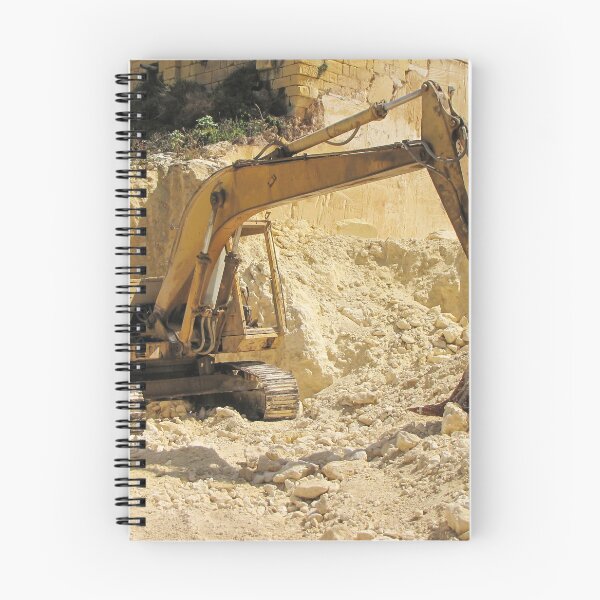 Item preview, Yellow Excavator Working In A Limestone Quarry Excavation Site With Heavy Construction Machinery designed and sold by Nmallia.