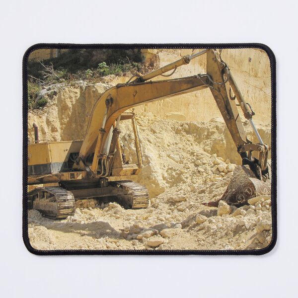 Item preview, Yellow Excavator Working In A Limestone Quarry Excavation Site With Heavy Construction Machinery designed and sold by Nmallia.