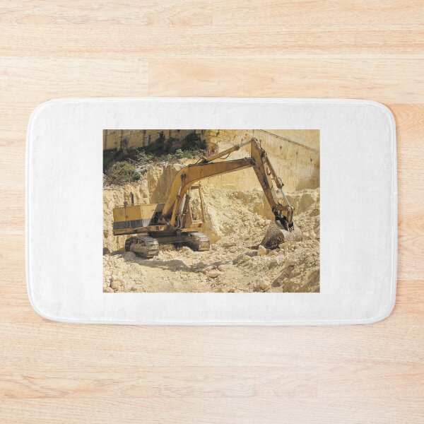 Item preview, Yellow Excavator Working In A Limestone Quarry Excavation Site With Heavy Construction Machinery designed and sold by Nmallia.
