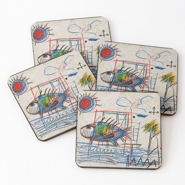 Item preview, Abstract Scribble Fish Drawing With Naive Coastal Sketchbook Style designed and sold by Modaozushi216.