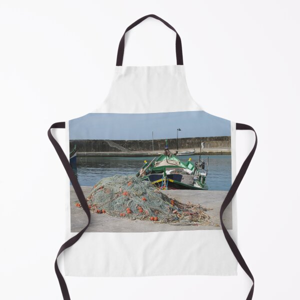 Item preview, Fishing Boat and Tangled Nets on a Sunny Harbor Dock With Colorful Buoys and Gear designed and sold by Nmallia.