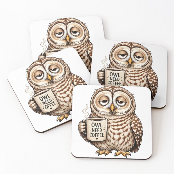 Item preview, Funny Coffee Owl Cartoon Gifts designed and sold by BadhbhArt.